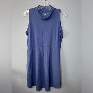 Toad & Co Dress Sz LG Mock Neck Sleeveless Knee Length Stretch Organic Cotton